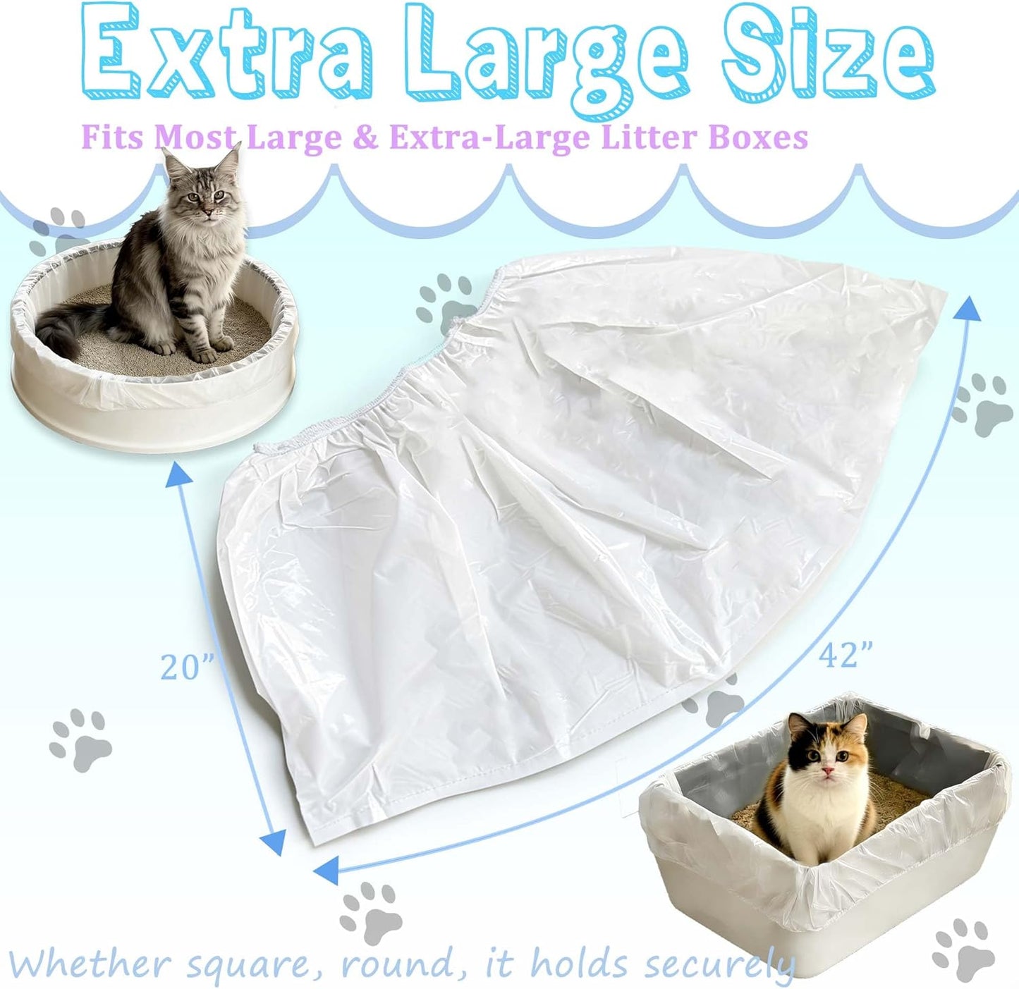 Large Cat Litter Box Liners 16-Pack | Drawstring Heavy Duty
