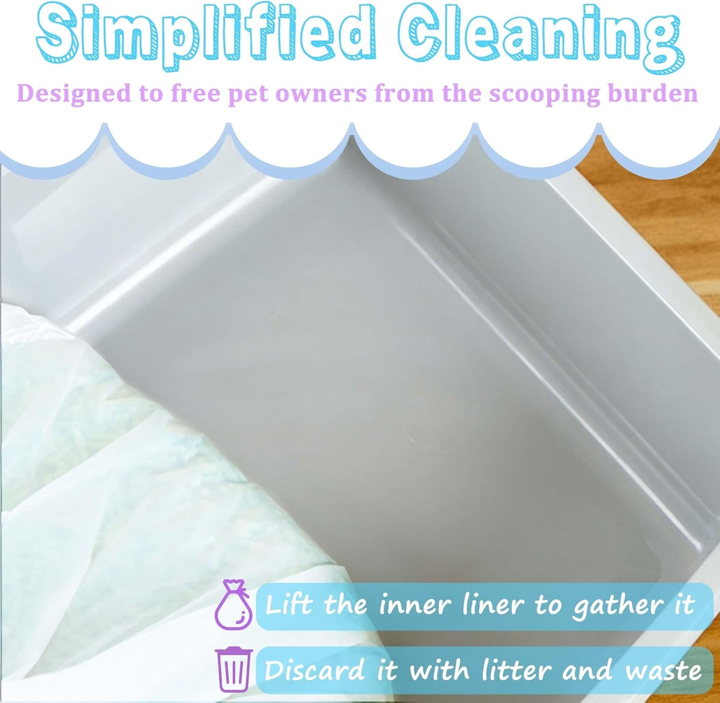 Large Cat Litter Box Liners 16-Pack | Drawstring Heavy Duty