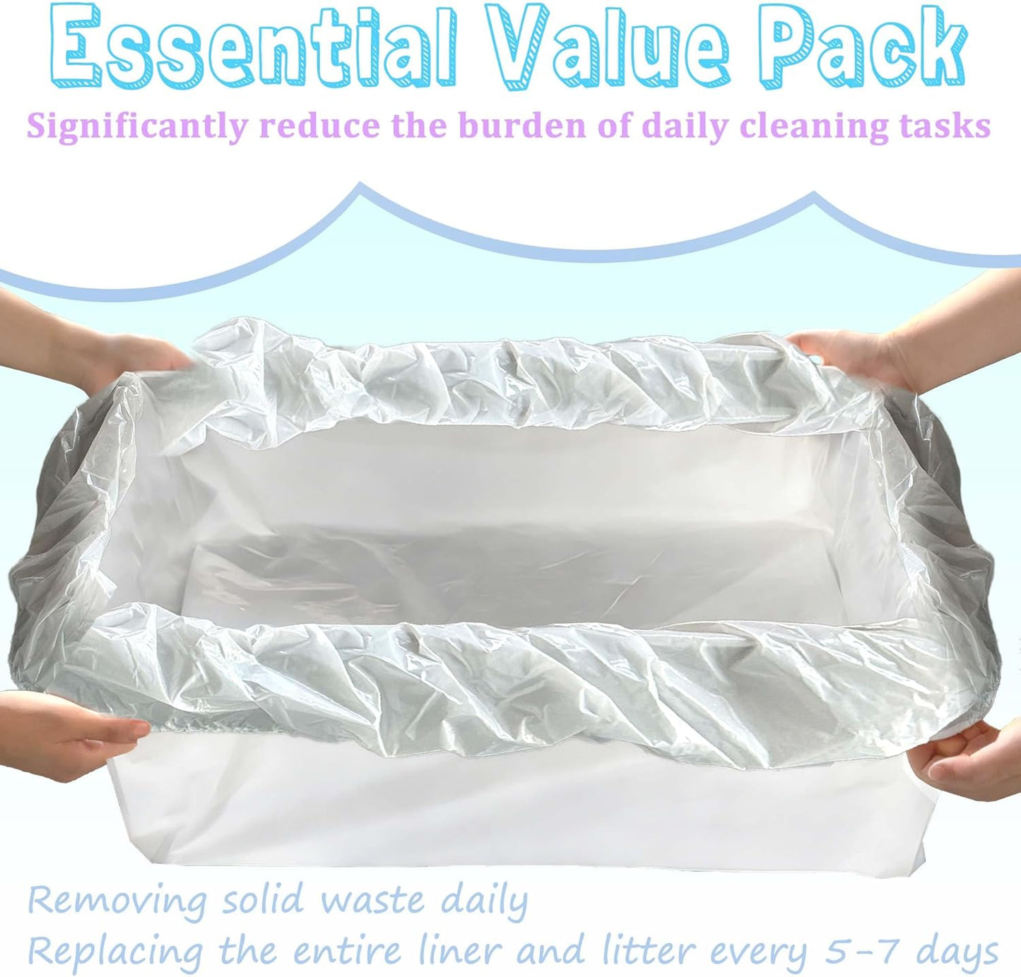 Large Cat Litter Box Liners 16-Pack | Drawstring Heavy Duty