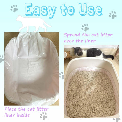 Large Cat Litter Box Liners 16-Pack | Drawstring Heavy Duty