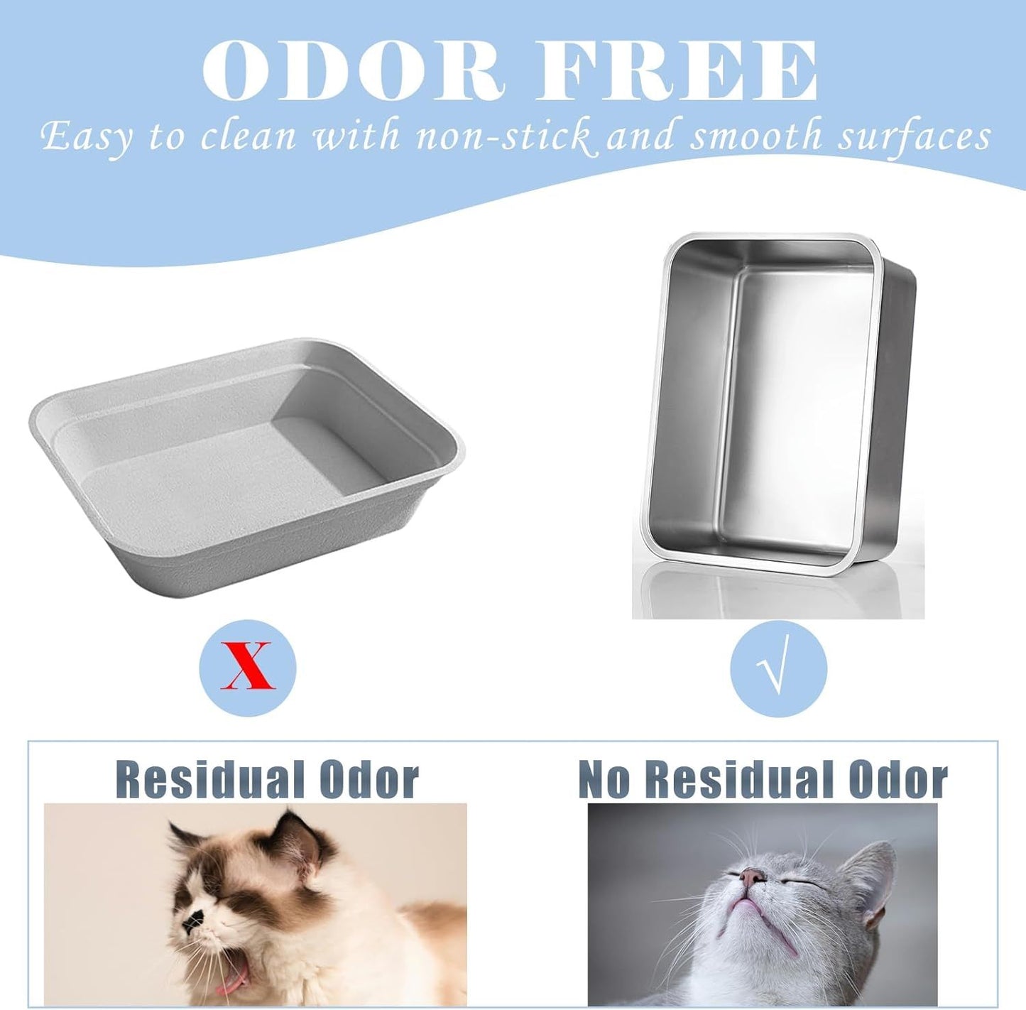 Stainless Steel Cat Litter Box 2-Pack | High Side | Rust Proof