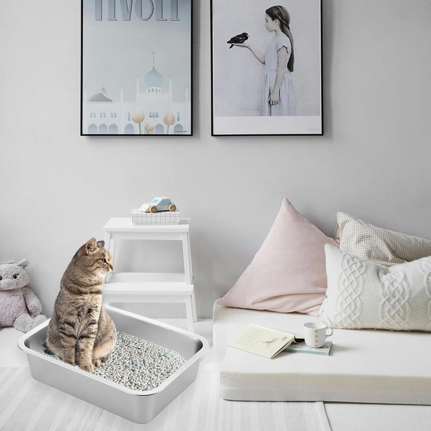 Stainless Steel Cat Litter Box 2-Pack | High Side | Rust Proof