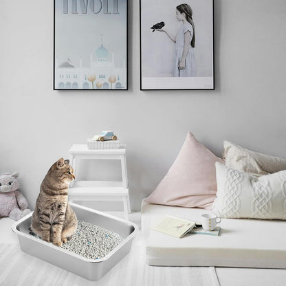 Stainless Steel Cat Litter Box 2-Pack | High Side | Rust Proof