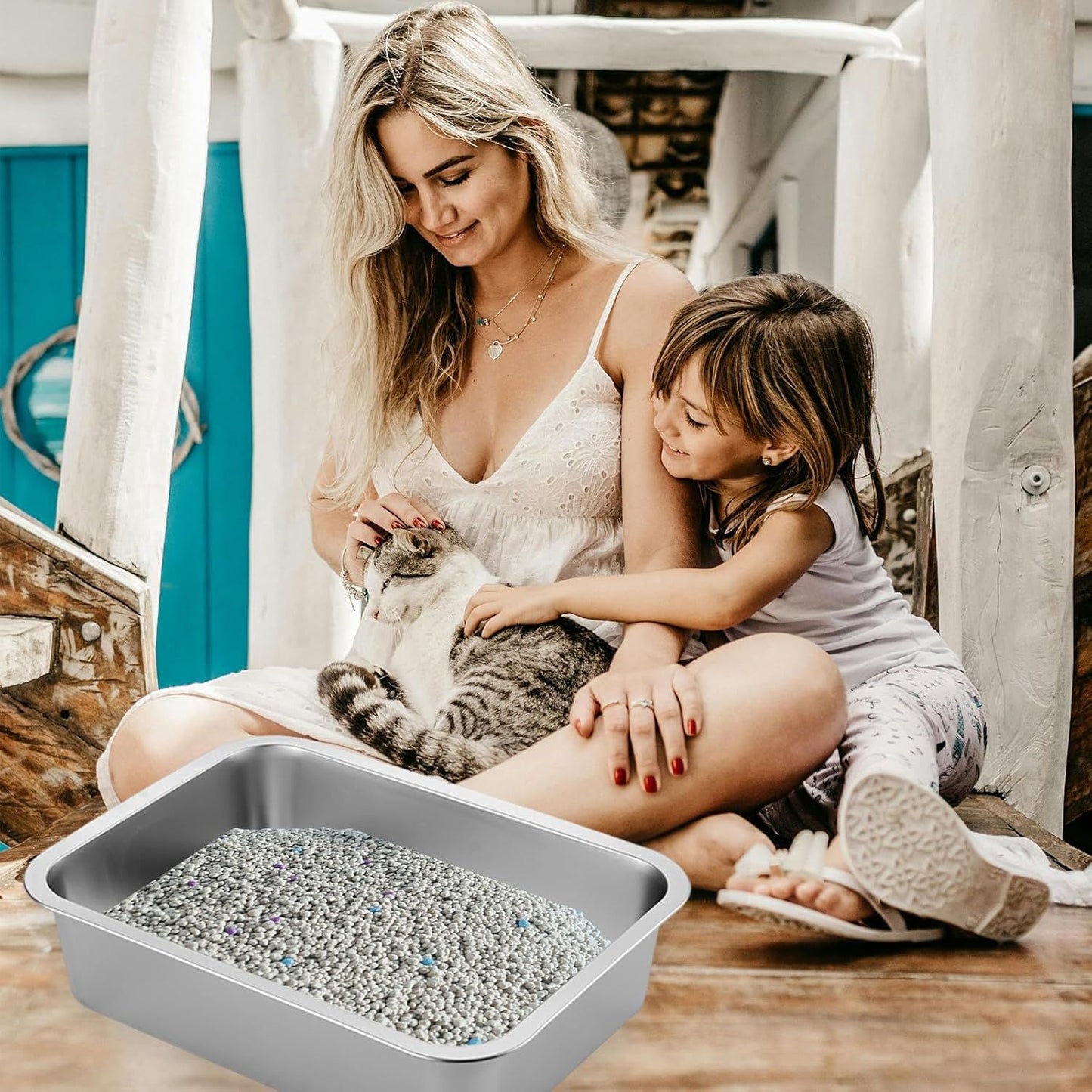 Stainless Steel Cat Litter Box 2-Pack | High Side | Rust Proof