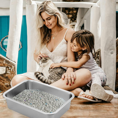 Stainless Steel Cat Litter Box 2-Pack | High Side | Rust Proof