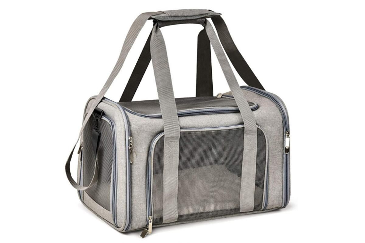 Soft Collapsible Pet Carrier Crate | Travel Bag | Grey | Large
