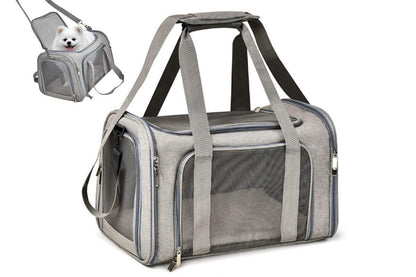 Soft Collapsible Pet Carrier Crate | Travel Bag | Grey | Medium