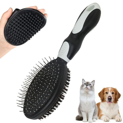 2PCS Pet Grooming Tools Double-Sided Brush for Shedding and Bathing | Purple