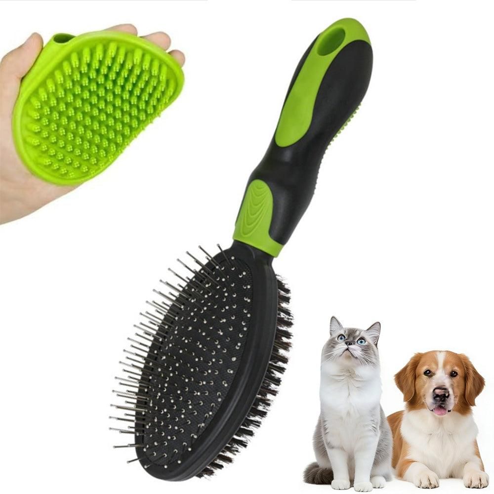 2PCS Pet Grooming Tools Double-Sided Brush for Shedding and Bathing | Purple