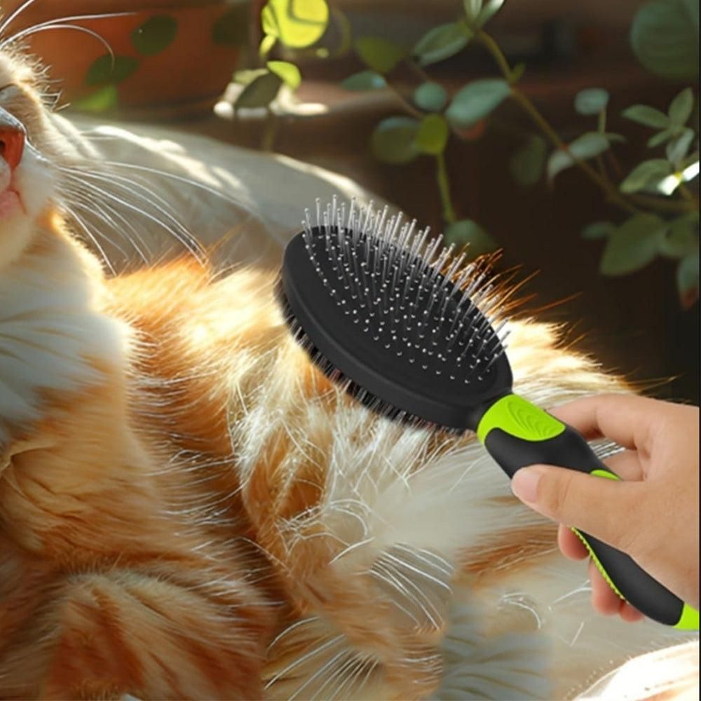 2PCS Pet Grooming Tools Double-Sided Brush for Shedding and Bathing