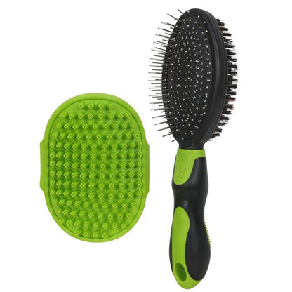 2PCS Pet Grooming Tools Double-Sided Brush for Shedding and Bathing