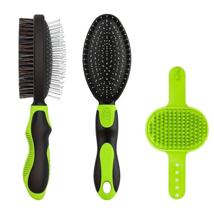 2PCS Pet Grooming Tools Double-Sided Brush for Shedding and Bathing