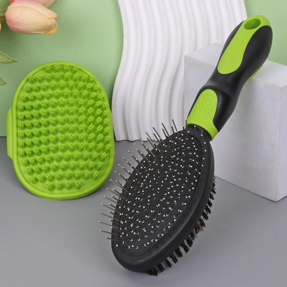 2PCS Pet Grooming Tools Double-Sided Brush for Shedding and Bathing