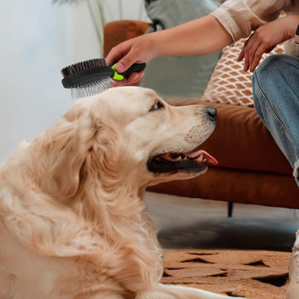 2PCS Pet Grooming Tools Double-Sided Brush for Shedding and Bathing