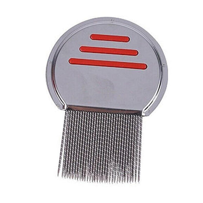 Stainless Steel Pet Flea Comb Fine Tooth Grooming Tool Red
