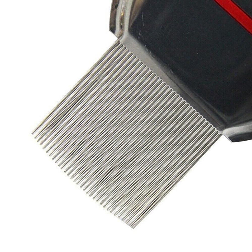 Stainless Steel Pet Flea Comb Fine Tooth Grooming Tool Red