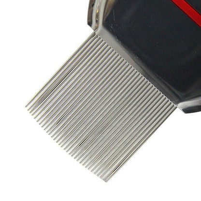 Stainless Steel Pet Flea Comb Fine Tooth Grooming Tool Red