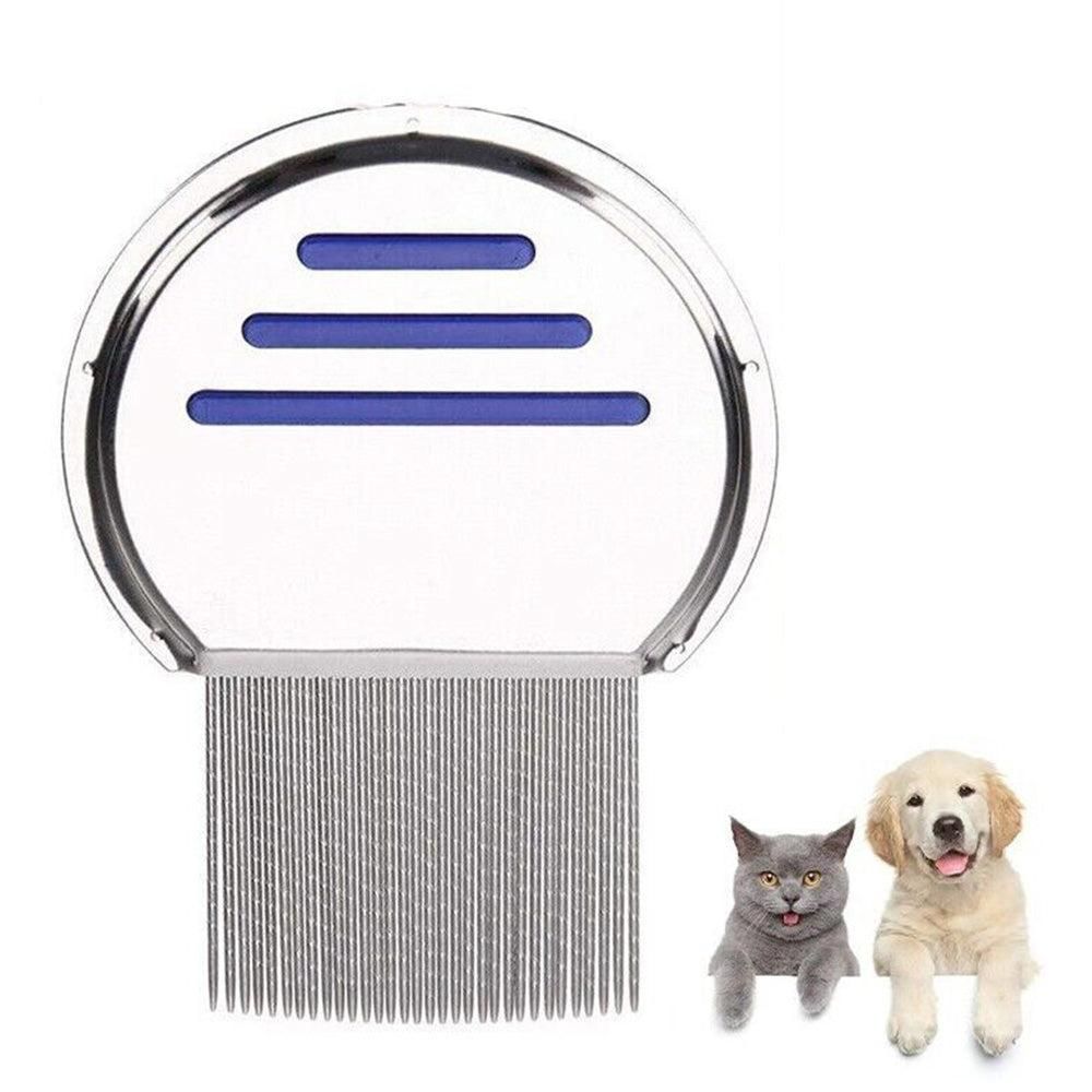Stainless Steel Pet Flea Comb Fine Tooth Grooming Tool Red