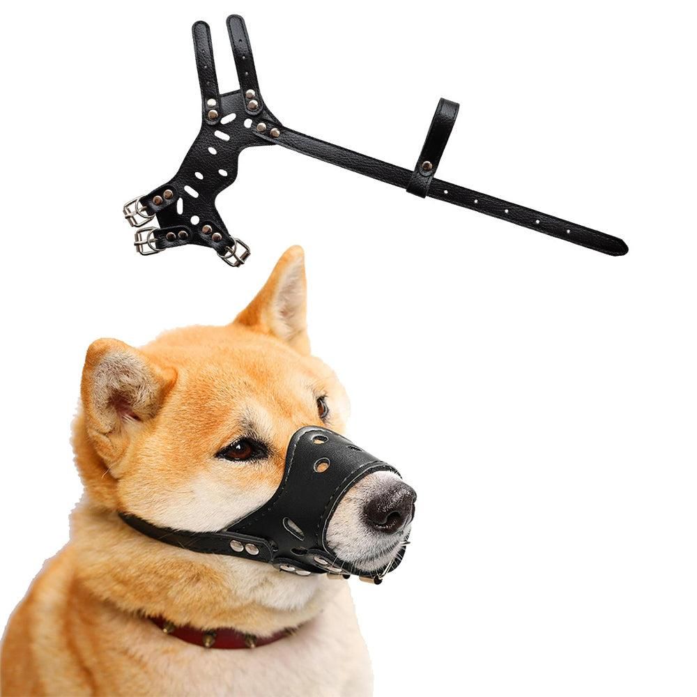 Adjustable PU Leather Dog Muzzle | Brown