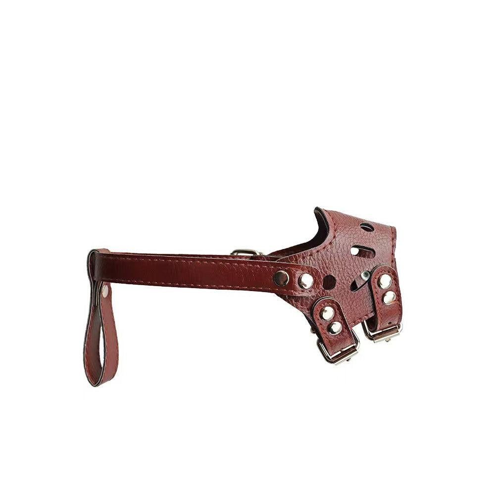 Adjustable PU Leather Dog Muzzle | Brown