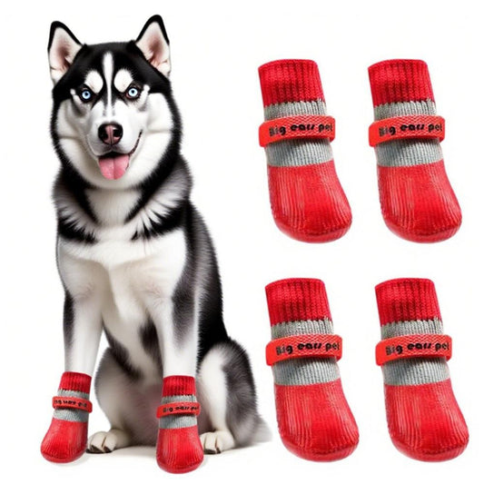 Waterproof Anti Slip Pet Shoes with Rubber Sole for Indoor and Outdoor | Red (3)