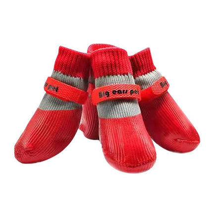Waterproof Anti Slip Pet Shoes with Rubber Sole for Indoor and Outdoor | Red (3)