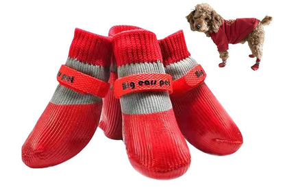 Waterproof Anti Slip Pet Shoes with Rubber Sole for Indoor and Outdoor | Red (2)