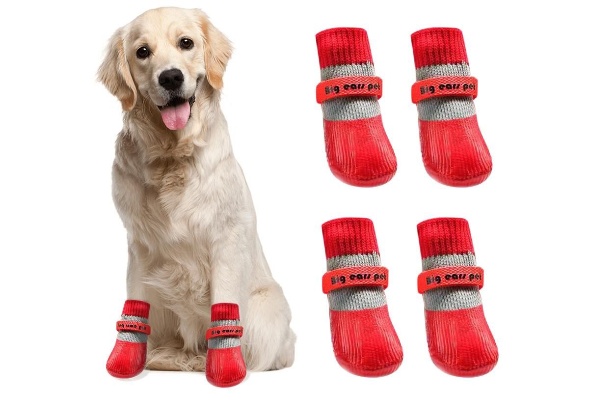 Waterproof Anti Slip Pet Shoes with Rubber Sole for Indoor and Outdoor | Red