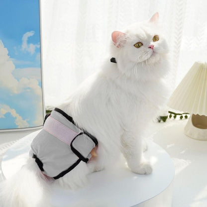 Washable Female Pet Nappy Diaper Dog Cat Physiological Pants Gray - S