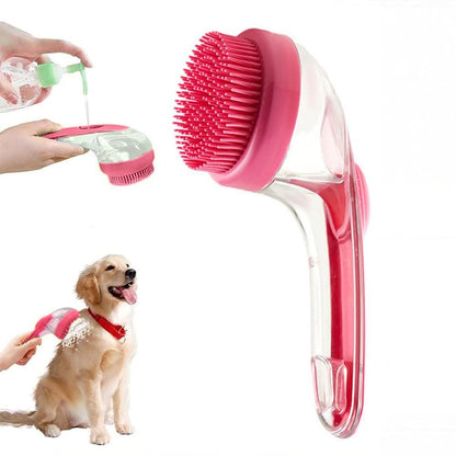 2-in-1 Pet Bath Brush with Built-in Shampoo Dispenser Dog Shampoo | Red