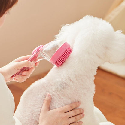 2-in-1 Pet Bath Brush with Built-in Shampoo Dispenser Dog Shampoo | Red