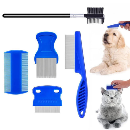 5 Pcs Set Flea Lice Comb for Pets Stainless Steel Dog Cat Dematting