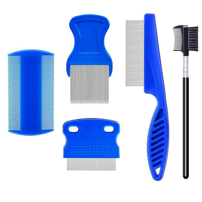 5 Pcs Set Flea Lice Comb for Pets Stainless Steel Dog Cat Dematting