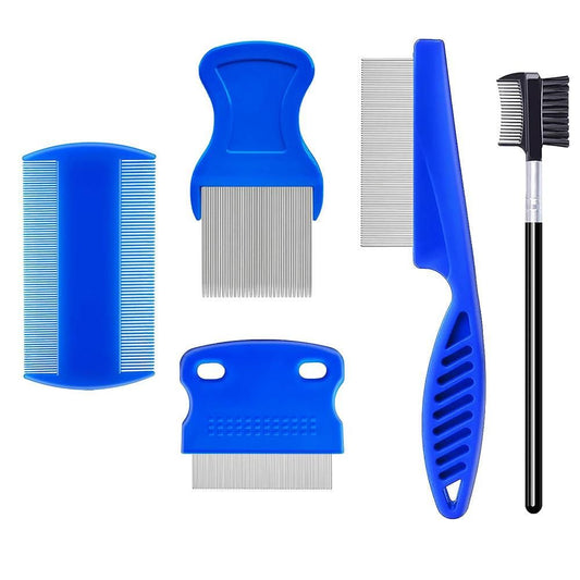5 Pcs Set Flea Lice Comb for Pets Stainless Steel Dog Cat Dematting