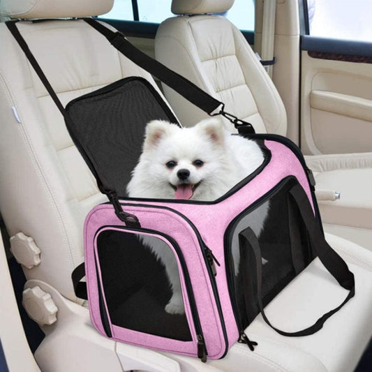 Foldable Travel Pet Carrier Bag | Cat & Dog Kennel | Pink