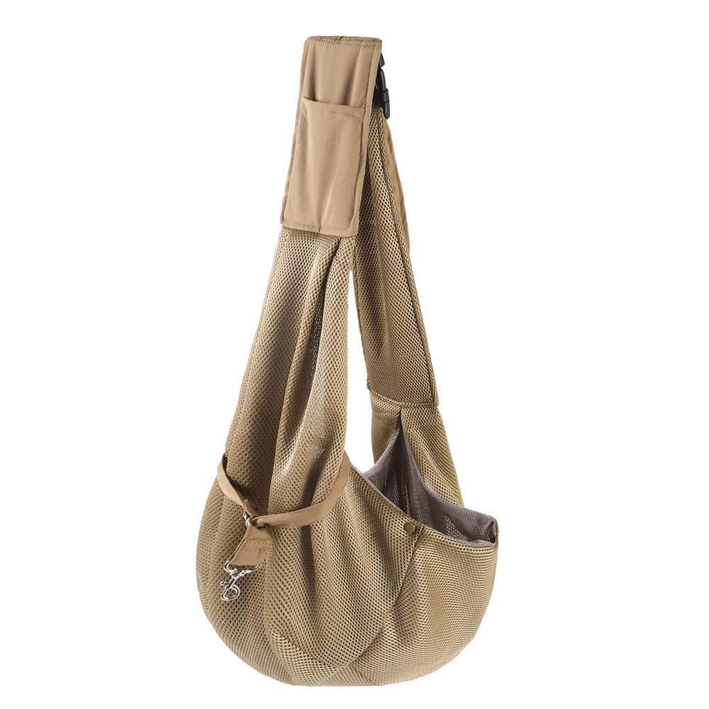 Adjustable Pet Carrier Sling Bag | Breathable Mesh | Khaki