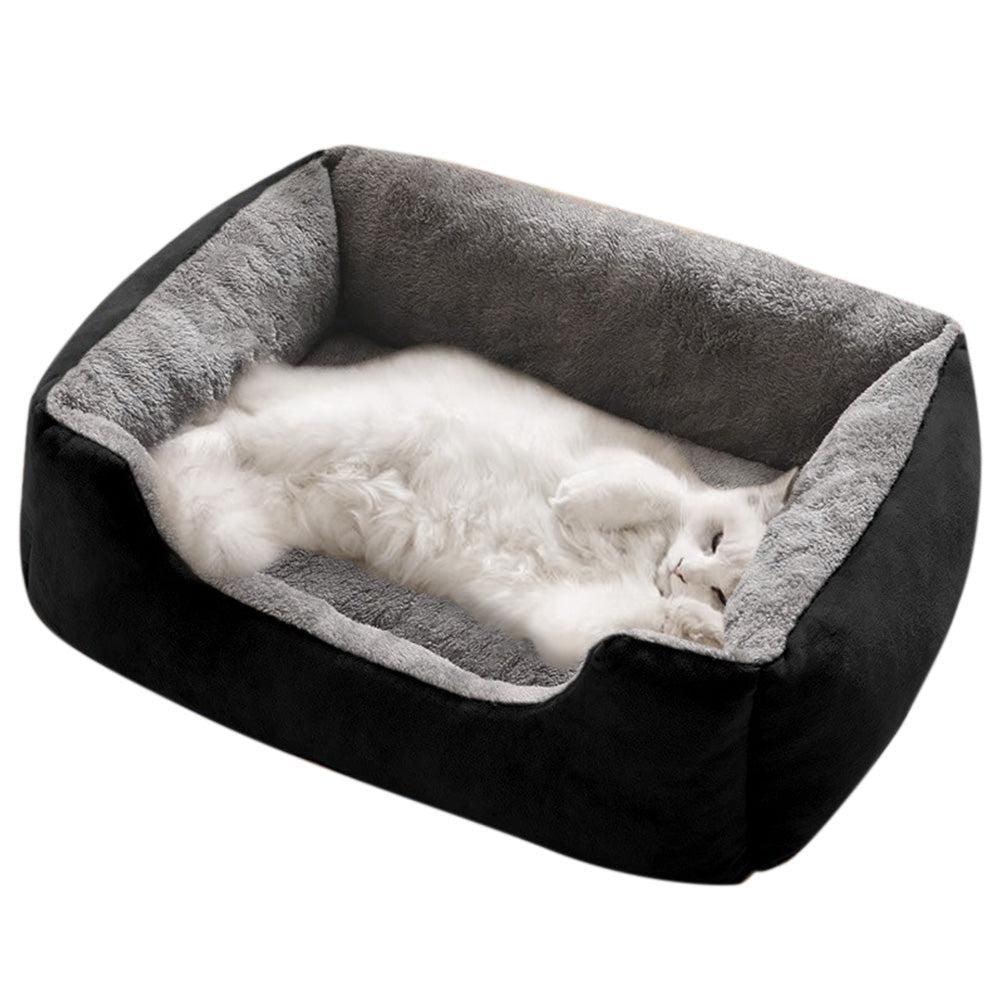 Rectangle Pet Bed for Dogs Cats Beds Warming Soft Calming Sleeping | Black
