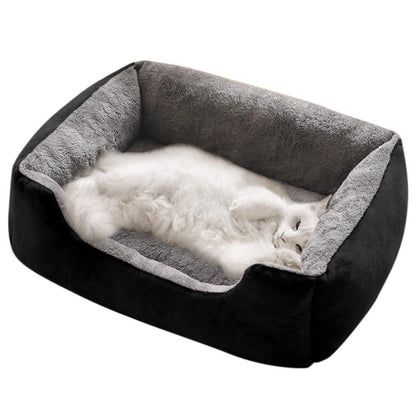 Rectangle Pet Bed for Dogs Cats Beds Warming Soft Calming Sleeping | Black
