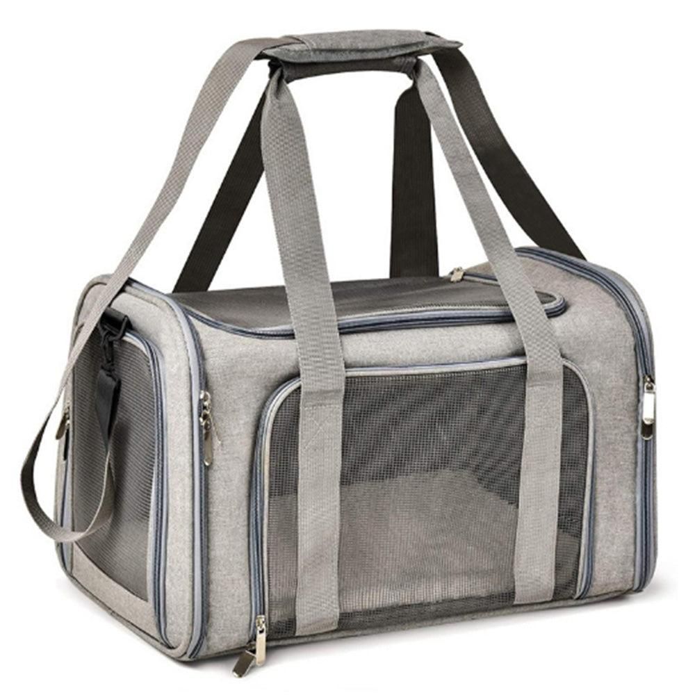 Foldable Travel Pet Carrier Bag | Cat & Dog Kennel | Grey