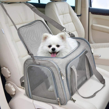 Foldable Travel Pet Carrier Bag | Cat & Dog Kennel | Grey | Large