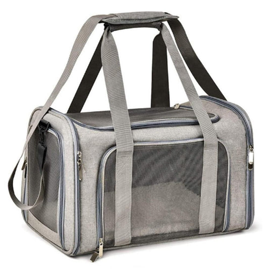 Foldable Travel Pet Carrier Bag | Cat & Dog Kennel | Grey | XL