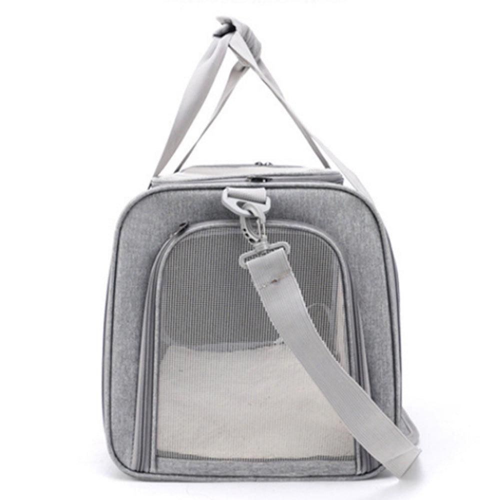 Foldable Travel Pet Carrier Bag | Cat & Dog Kennel | Grey | XL