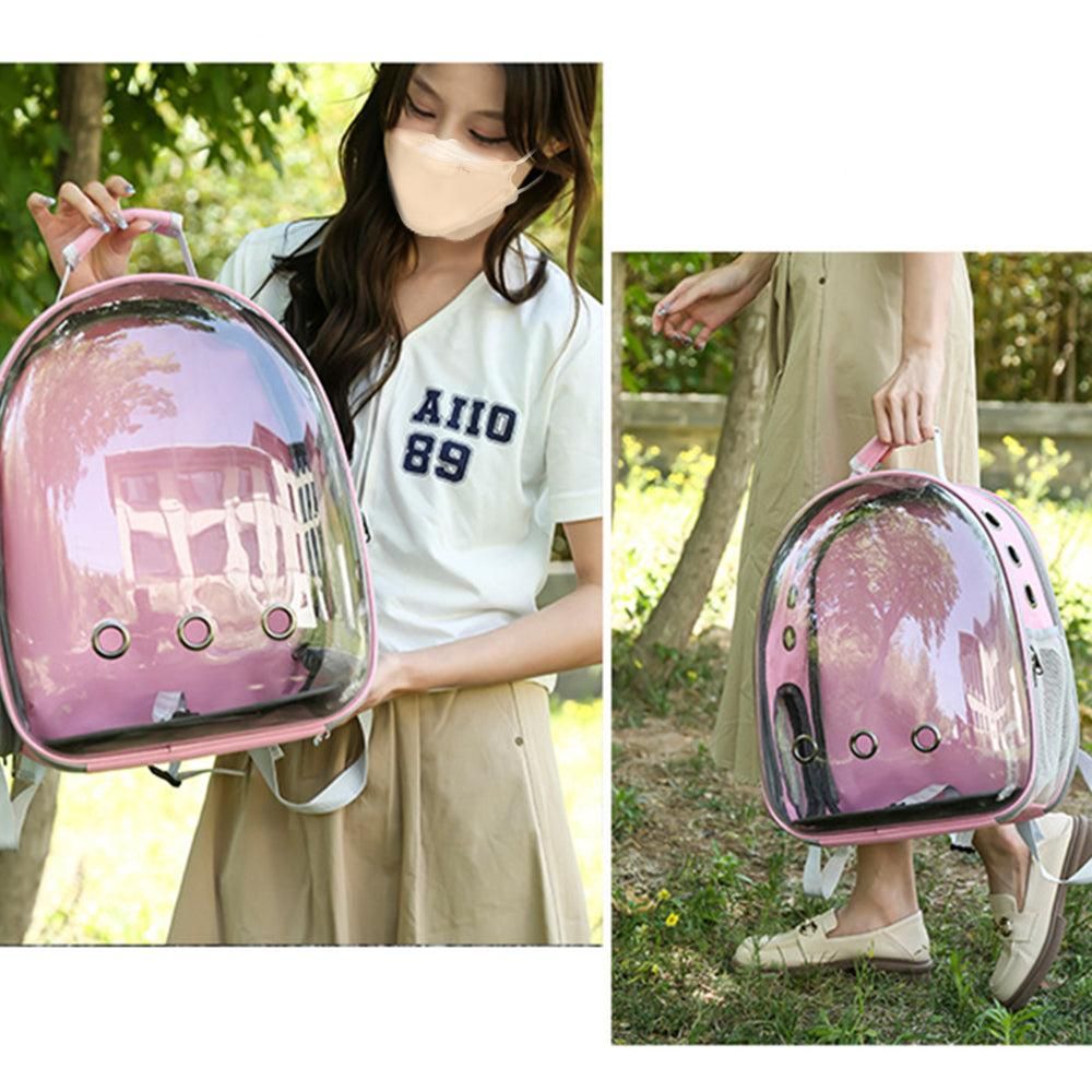 Expandable Cat Backpack Carrier | Tinted Bubble Window | Pink