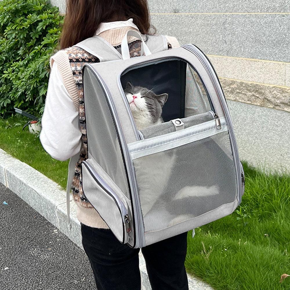 Travel Cat Carrier Backpack | Breathable Outdoor | Grey