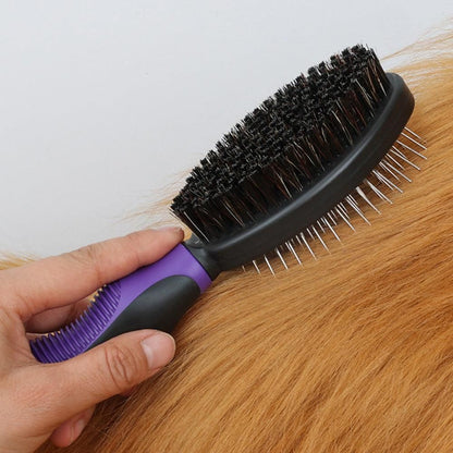 2PCS Pet Grooming Brushes Deshedding Bath Brush for Dogs Cats & Horses | Purple