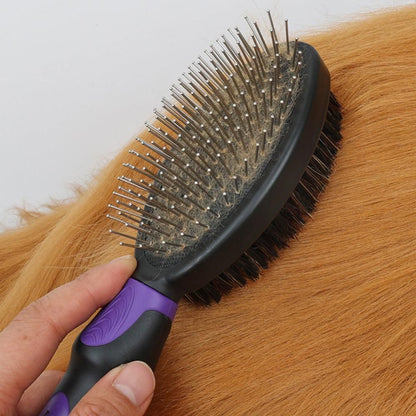 2PCS Pet Grooming Brushes Deshedding Bath Brush for Dogs Cats & Horses | Purple