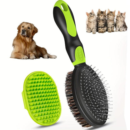 2PCS Pet Grooming Brushes Deshedding Bath Brush for Dogs Cats & Horses | Purple