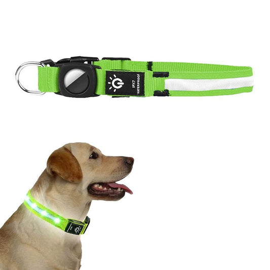 Luminous LED Pet Dog Collar Light-up USB Rechargeable Dog Collar Green