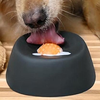 Slow Feeder Dog Bowl with Rolling Ball for Treats Snacks Training Black