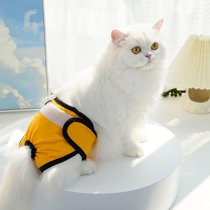 Washable Female Pet Nappy Diaper Dog Cat Physiological Pants Yellow (4)